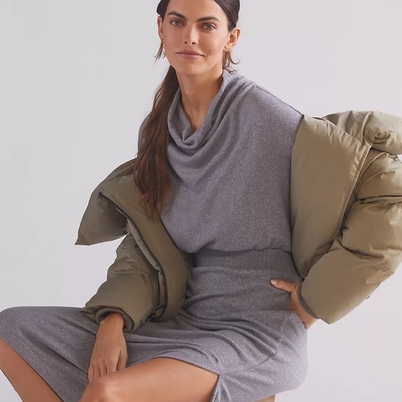 NWT Daily Practice by Anthropologie The Arabella Drapey Dress, gray, soft - Picture 1 of 14